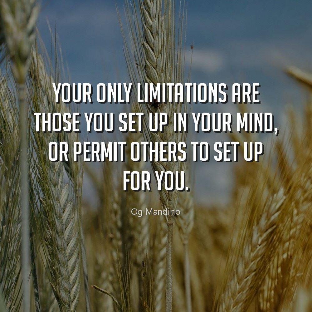 Your only limitations are those you set up in your mind, or permit others to set up for you.